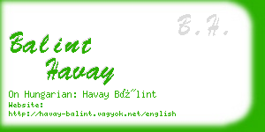 balint havay business card